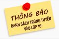 DANH SÁCH HỌC SINH TRÚNG TUYỂN VÀO LỚP 10 NĂM HỌC 2026-2027